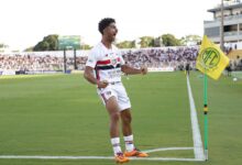 Pedro Lima comemora o gol do São Paulo contra o Mirassol